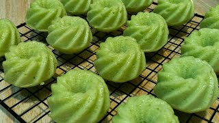 Apam nasi pandan lembut dan gebu gebas