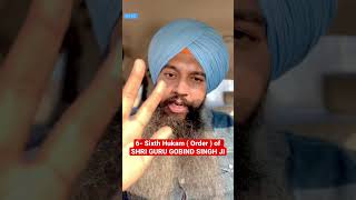 6 - Sixth Hukam ( order ) of SHRI GURU GOBIND SINGH JI I 52 Hukm's I nihalonihal #52hukam #shorts