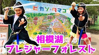 【相模湖でキャンプ\u0026遊園地】トレーラーハウス泊、相模湖プレジャーフォレスト、パディントンベアキャンプグラウンド、あお先生の忍者教室、 Sagamiko Resort Pleasure Forest!