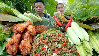 ลาบปูนาหอมๆมันๆส้มผักเสี้ยนไก่ทอดแกล้มผักบ้านๆแซ่บลืมอิ่มเลยจ้า|หนิงมาพาแซ่บ9ธันวาคม 2024