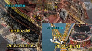 2023.03.05VS2023.11.27 主橋塔南塔腳U2VSU17差別及 淡水端河中段成長變化 U2與U17體積相差數倍 4K