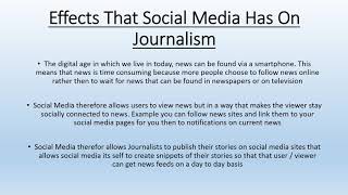 The impact of social media on Journalism today