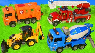Fire Truck, Tractor, Excavator, Garbage Trucks & Police Cars Construction Toy Vehicles for Kids