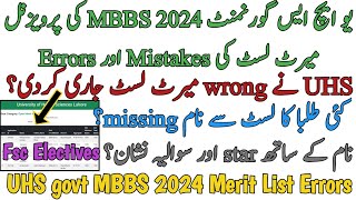 UHS MBBS 2024 WRONG PROVISIONAL MERIT LIST | STAR AND QUESTION MARK ERRORS | NAME MISSING IN LIST