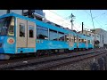 三軒茶屋駅｜東急世田谷線（モーニングブルーの300系電車302f）発車。r6 12。tokyu setagaya line sangen jaya station tokyo japan train