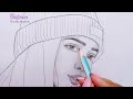 how to draw a girl wearing winter cap pencil sketch for beginners bir kız nasıl çizilir