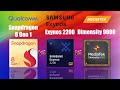 Snapdragon 8 Gen 1 vs Exynos 2200 vs Dimensity 9000 Specs Comparison