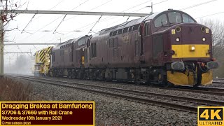 37706 \u0026 37669 with Breakdown Crane at Bamfurlong - 13th January 2021