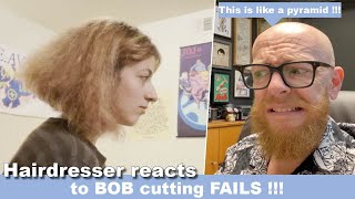 Hairdresser reacts to BOB Cutting Fails !!! #hairfail #hair #beauty