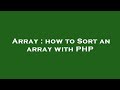 Array : how to Sort an array with PHP