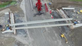 500 ton Crane lifting 60 ton (40m) bridge beams on Tuam bypass by Roadbridge Ltd.