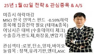 25년1월 2일 전략\u0026관심섹터 그리고 종목 A/S