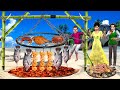 Primitive Survival Seafood Cooking Fish Prawns Crabs Recipe Hindi Kahani Moral Stories Comedy Video