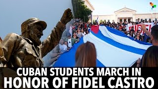 Cuban Students March in Honor of Fidel Castro