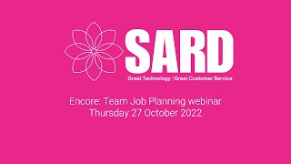 Encore: SARD Team Job Planning Webinar