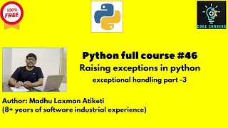 Python full course #46|Raising exceptions in python|#python #online #code