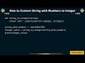 How to Convert String with Numbers to Integer