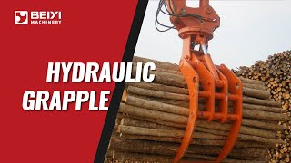 Beiyi Excavator Hydraulic Rotating Wood Grab, Log Grapple, Timber Grapple