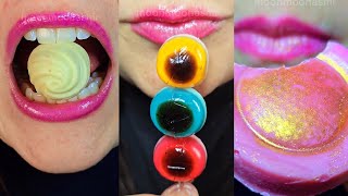 asmr RAINBOW EMOJI FOOD HONEY JELLY 🍜🌈🍯🌈🍹🍡🟠🟢🟪🟨🍭 무지개 이모지 먹방 꿀 젤리 eating sounds