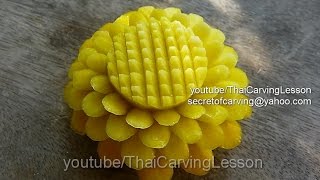 Pumpkin Flower Carving,Zinnia Flower 2,Lessons 30 Beginners,แกะสลัก ฟักทอง ดอกบานชื่น กลีบนูน