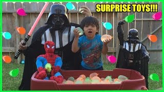 Ryan and Daddy SURPRISE TOYS CHALLENGE with Water Balloons