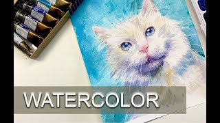 Come dipingere ad Acquerello un gattino bianco - #speedpainting #watercolor #acquerello