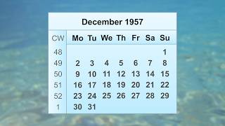 December 1957 Calendar
