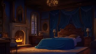 1950s Old Music Playing in Another Room with Warm Fireplace Sounds for Relaxation and Sleep