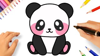 COMO DESENHAR UM PANDA KAWAII FÁCIL 🐼❤️