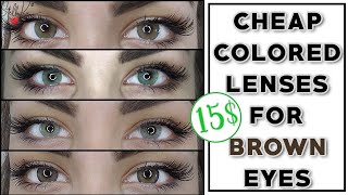 Best Cheap Colored Contact Lenses for Brown Eyes / ColorCl / Unboxing \u0026 Try on  | STELLA KU