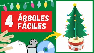 🎄 4 Árboles de Navidad con manualidades fáciles (Adornos navideños)