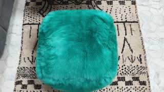 kechart - Square Moroccan Pouf, Faux fur fabric, Traditional moroccan seat, Handmade ottoman