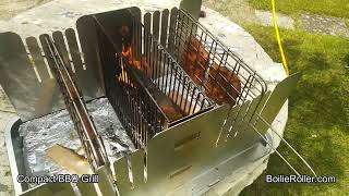 Vertical Compact BBQ Grill cooking ribs