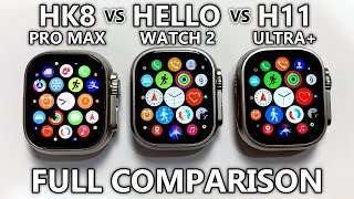 HK8 Pro Max vs Hello Watch 2 vs H11 Ultra+ Full Comparison! Apple Watch Ultra Top 1 Copy 2023 - ASMR