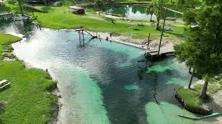 Slow, relaxing drone soaring over Vortex Spring, in Ponce De Leon, Florida, gorgeous place to visit!