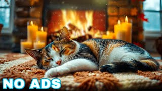 Calming music for cats🐈Cozy Room With Purring Cat and Crackling Fireplace🔥Deep Sleep, Stress Relief