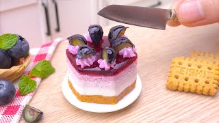 Fresh Miniature Blueberry Mousse Cake Decorating | Yummy Tiny Cake Recipe Idea