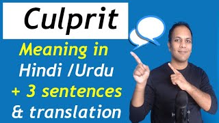 English word Culprit meaning in Hindi Urdu with example sentences and translation English vocabulary