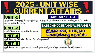 🔴2025-UNIT WISE CURRENT AFFAIRS-JANUARY 1 TO 3||IMPORTANT CURRENT AFFAIRS🔴