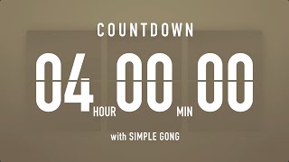 4 Hours Flip Clock Timer with Gong 🦂🔔🥊