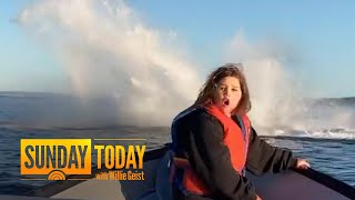 Humpback Whale Breaching Shocks Father And Daughter | Sunday TODAY