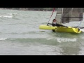 beach launch on a weta trimaran