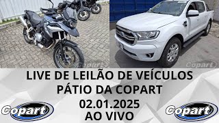 LIVE DE LEILÃO DE VEÍCULOS NA COPART DO DIA 02.01.2025