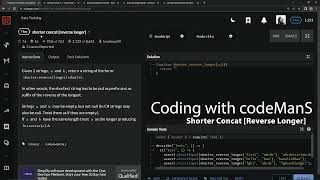 Codewars 7 kyu Shorter Concat [Reverse Longer] Javascript
