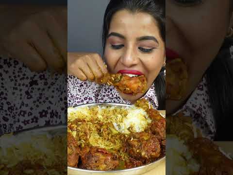 ASMR Eating Spicy Chicken Curry,Rice,Leg Piece Gravy,Egg Big Bites ASMR ...