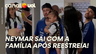 NEYMAR PEDE DESCULPAS A JORNALISTAS AO DEIXAR VILA BELMIRO COM BRUNA BIANCARDI E FILHOS