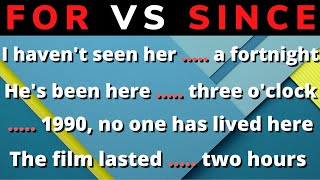 English Grammar Quiz: SINCE vs FOR | What's The Difference? 🤔  |English MasterClass|