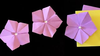 Easy Sticky Note Origami Flower Bellflower, flores de origami, origami de flor, Diy Paper Crafts