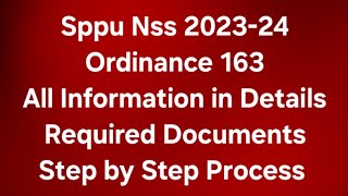 Sppu - NSS Ordinance 163 - All Information in Details