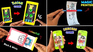 4 Amazing Cartoon toy , how to make colour changing paper toy , amazing homemade mobile game,printer